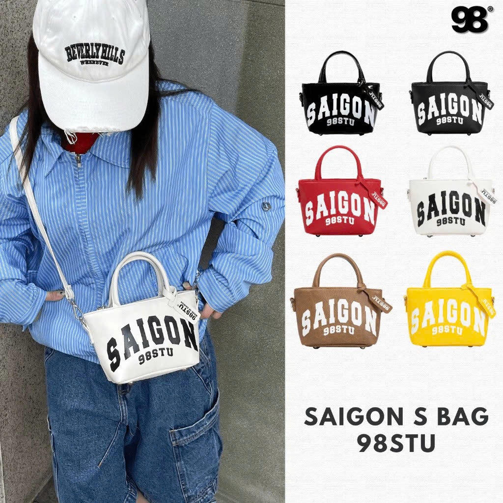 Túi tote saigon 98stu size S da pu cao cấp kèm charm tặng kèm dây đeo
