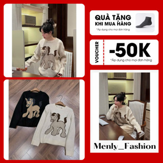  Áo Len Dài Tay Nữ Họa Tiết Ngựa Cute Chất Len Đanh Lì Dày Dặn Form Thụng Hàng QCL1 Full Tag Mac_Menly Fashion 