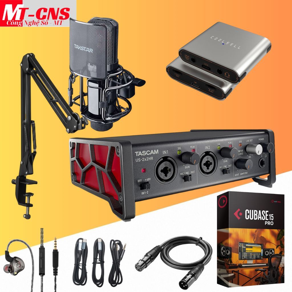 Combo Hát thu âm chuyên nghiệp Soundcard Tascam US-2X2HR - Micro Pc k850