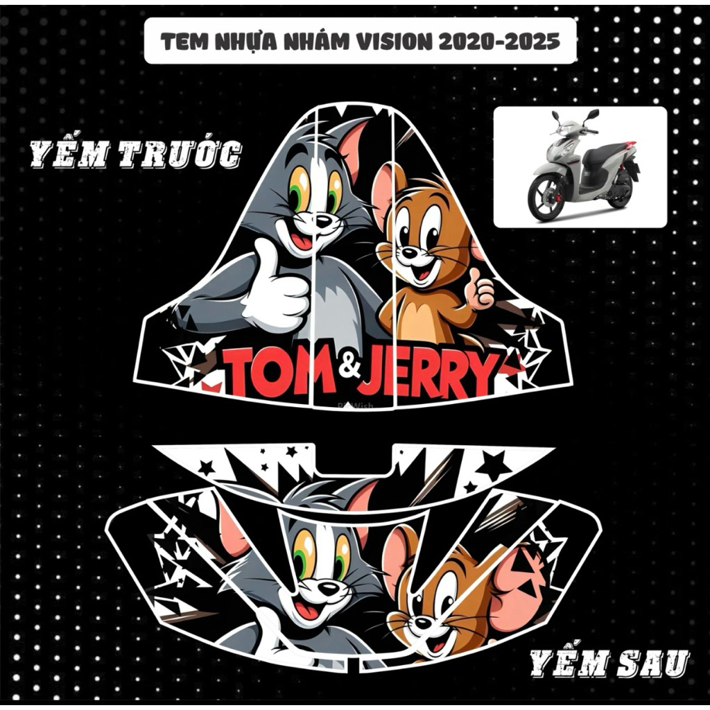 Tem nhựa nhám VISION 2021-2025 mẫu Tom&Jerry cực hót