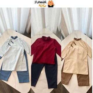  Juniorkic BST Áo dài Tết Bé Trai Kèm Quần Thủ Công Truyền Thống Thiết Kế Đáng Yêu Chất Liệu Linen Mềm Mại Có Size Đại 
