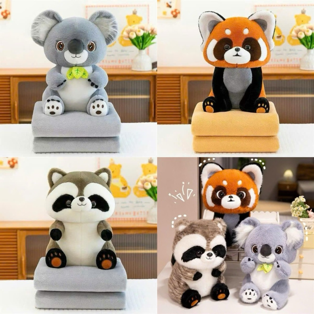 Gấu Bông Koala kèm chăn 2in1 - Bộ chăn gối hình Koala, chuột túi, gấu trúc chăn gối văn phòng - Tiem