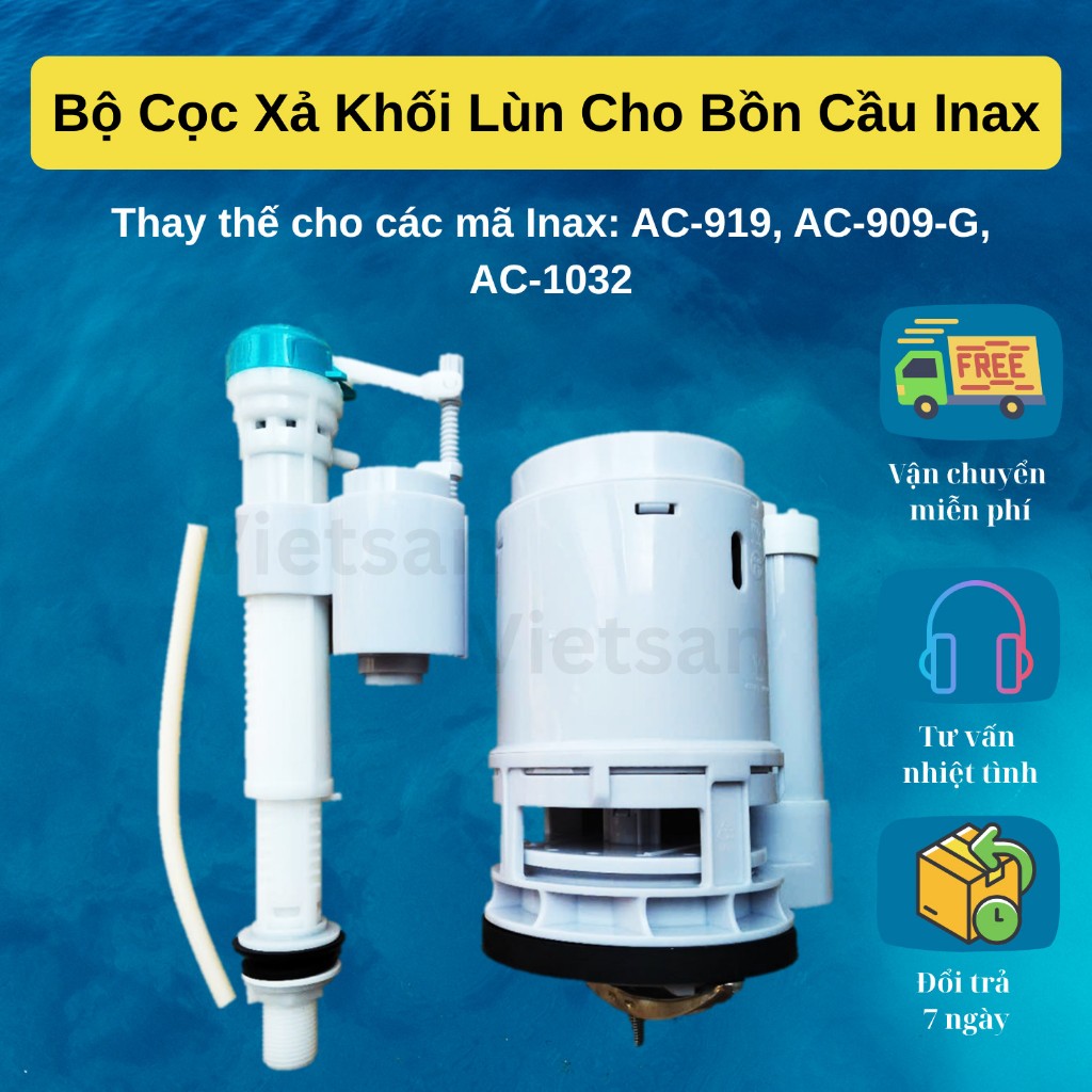 Bộ Cọc Xả Khối Lùn Cho Bồn Cầu Inax AC-919, AC-909-G, AC-1032 – Phụ Kiện Thay Thế