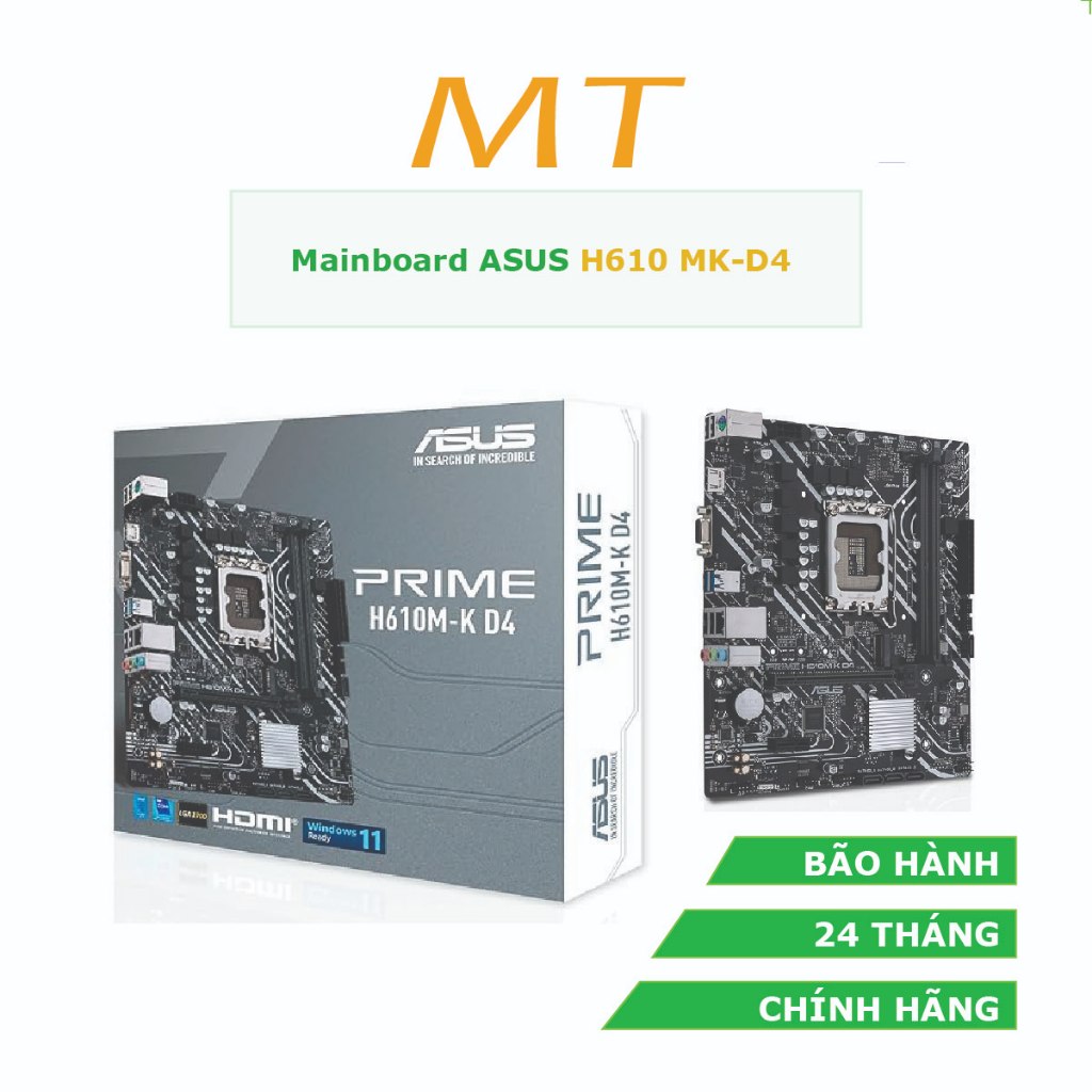 Mainboard Asus Prime H610M-K D4 (Intel H610/ Socket 1700/ M-ATX/ 2 khe ram/ DDR4) | Bảo Hành 36 Thán