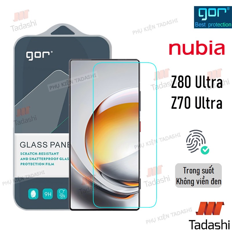 Kính Cường Lực Gor Nubia Z80 Ultra, Nubia Z70 Ultra/ Nubia Z60 Ultra Trong Suốt Không Viền Đen 9H/ V
