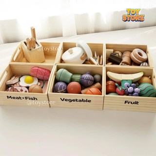  Bộ đồ chơi khay thức ăn kienvy bằng gỗ cao cấp toystore FUDAER set thức ăn nấu bếp cho bé 