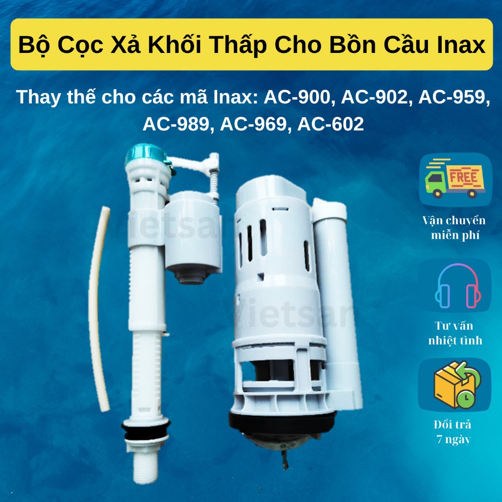Bộ Cọc Xả Khối Thấp Cho Bồn Cầu Inax AC-900, AC-902, AC-959, AC-989, AC-969, AC-602 – Phụ Kiện Thay 