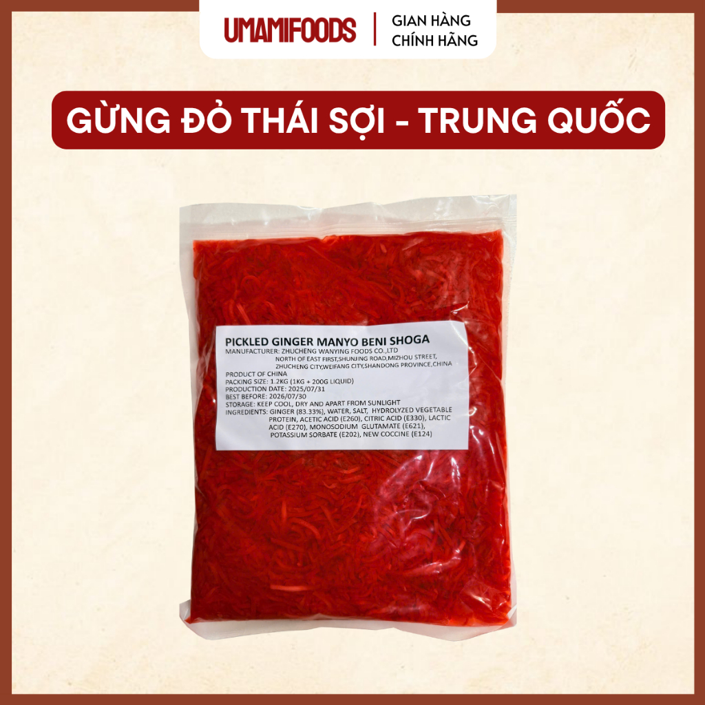 Gừng Sợi Đỏ Beni Shoga 1.2kg - Ăn Kèm Yakisoba Gyudon Ramen Takoyaki – UMAMI Foods
