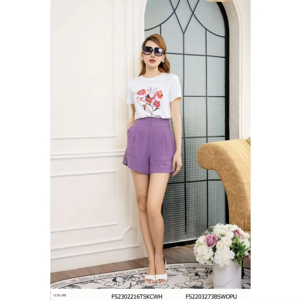 Thanh lý Quần Short Tím viền lé thiết kế Elise (chính hãng) size M
