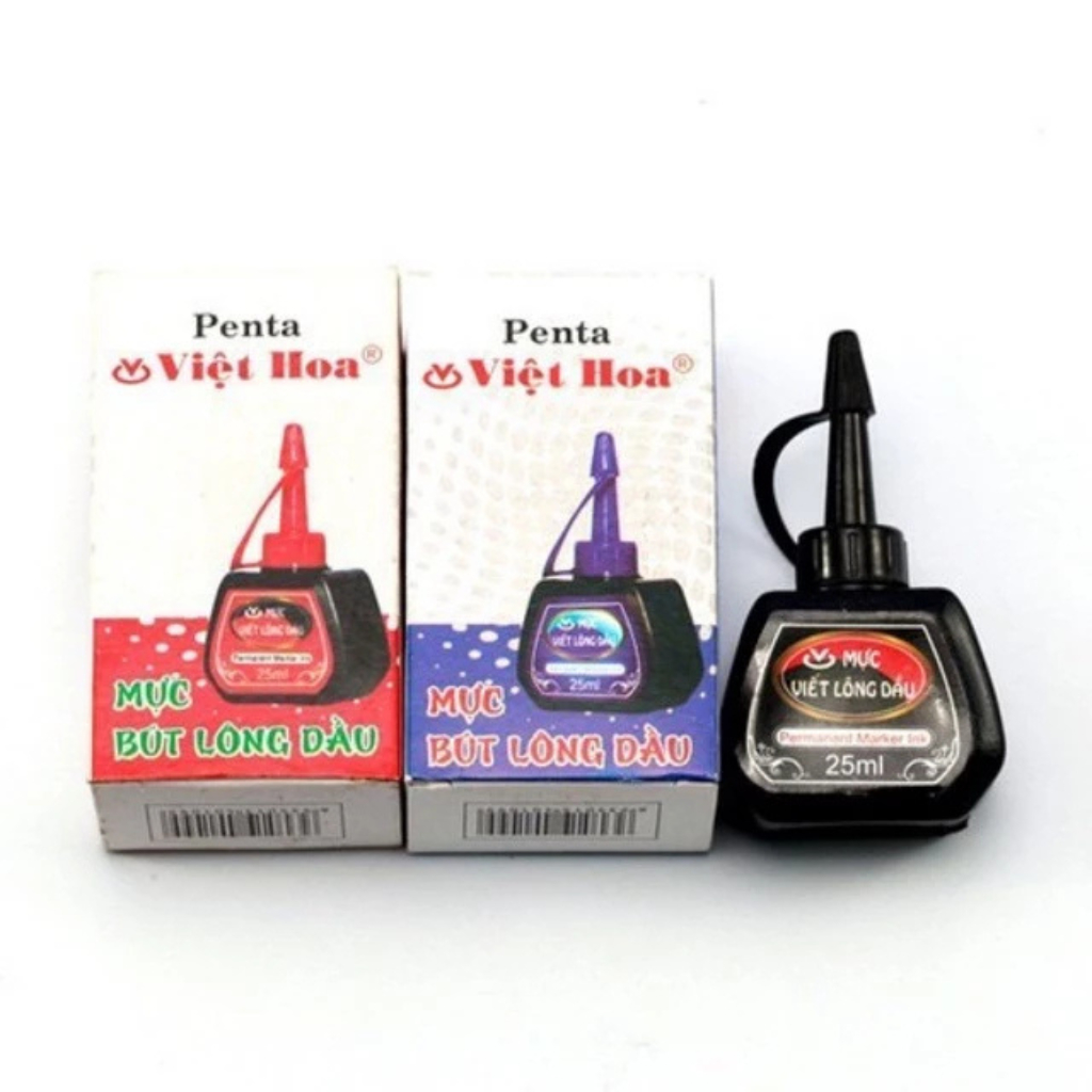 (Set 2c) Mực lông dầu Penta 25ml Xanh/đỏ/đen
