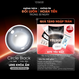  Lens cận VIVIMOON khóa ẩm màu đen tự nhiên Circle Black kính áp tròng hạn sử dụng 3 - 6 tháng 