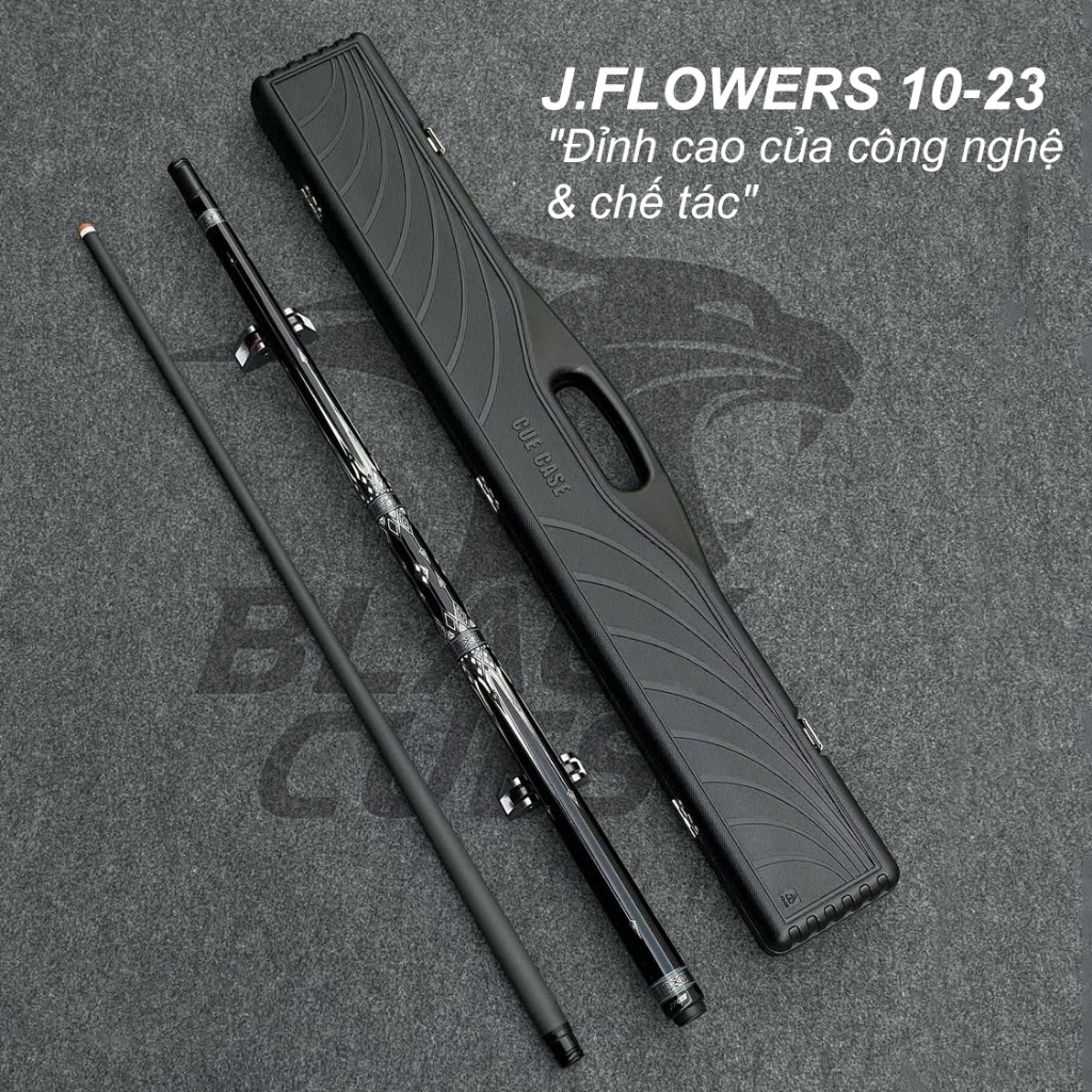 Cơ JFLOWERS 10-23 Chính Hãng, Chuôi Ghép 5 Mảnh Carbon, Ngọn Carbon Classic, tặng kèm phụ kiện - Bla