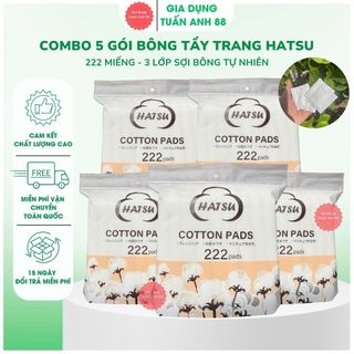   COMBO  5-10 Gói Bông Tẩy Trang 3 Lớp 222 Miếng Natural Cotton Pad - Siêu Dày Siêu Mềm Mịn - GDTA88 