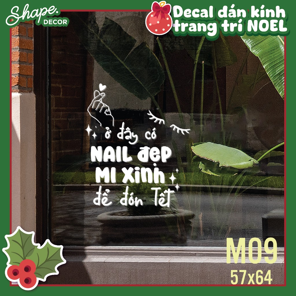 Decal trang trí Noel Xmas Trang trí Giáng Sinh sticker dán kính noel