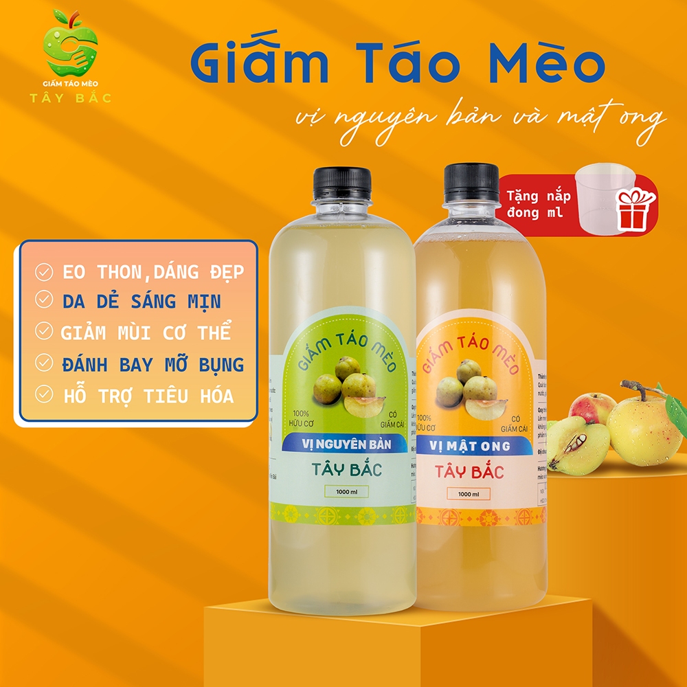 Giấm Táo Mèo Giảm Cân - Dấm Táo Tây Bắc Chính Hãng Hữu Cơ Detox Giảm Mỡ Bụng Hiệu Quả