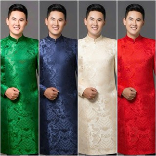  Áo Dài Truyền Thống # Áo Dài Gấm Lụa Mẫu Hoạ Tiết Lạ Cho Nam # Quần Áo Nam Cao Cấp 