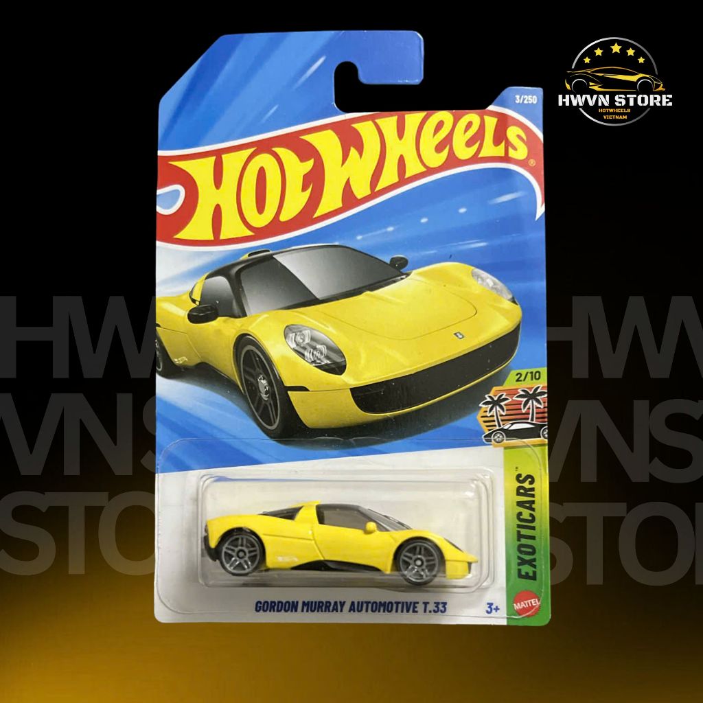 Xe mô hình Hotwheels Gordon Murray Automotive T.33 màu vàng
