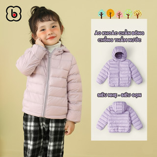  Áo khoác phao cho bé BabyloveGO áo phao chần bông cho bé gái siêu ấm siêu nhẹ siêu gọn giữ nhiệt mùa đông có mũ 