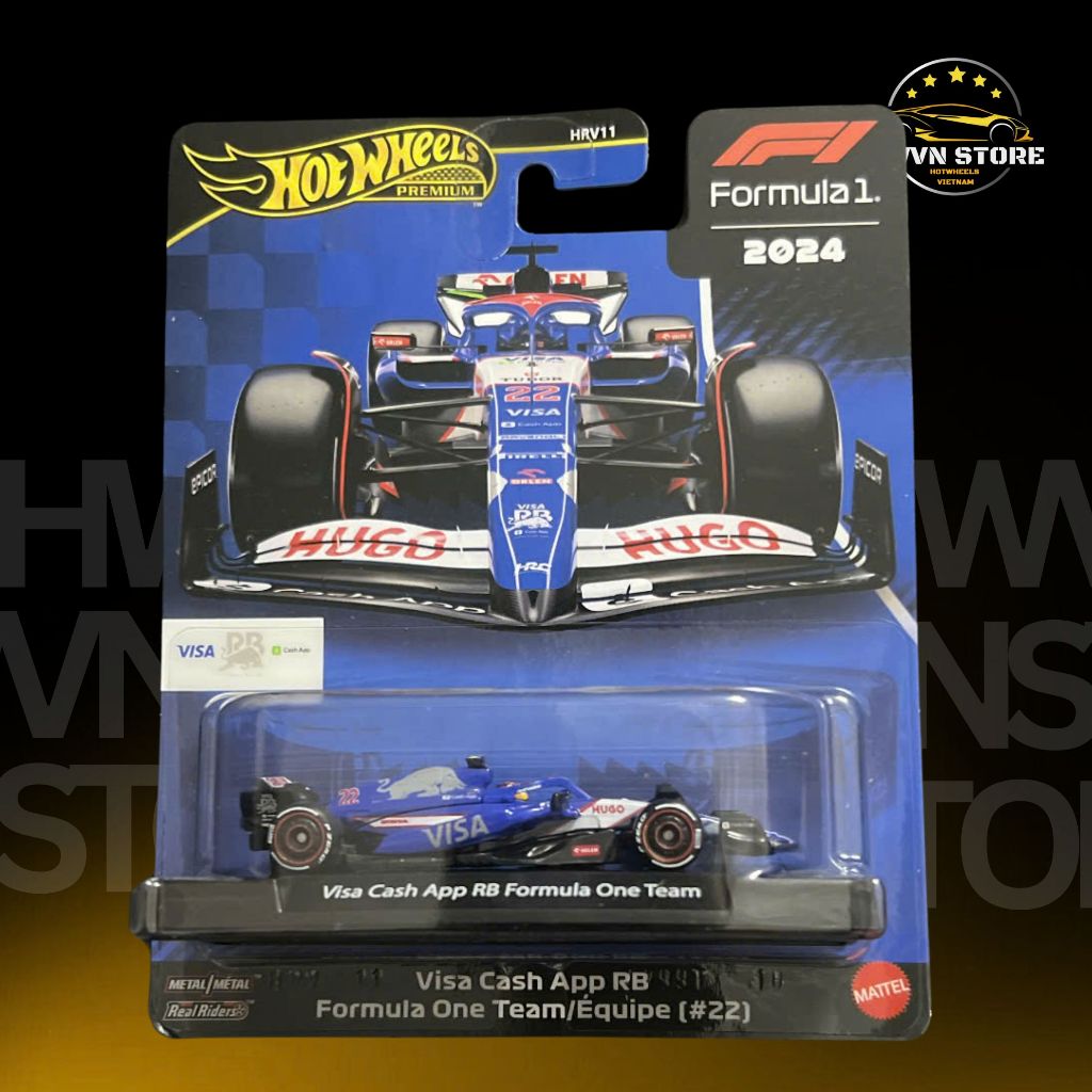 Xe mô hình Hotwheels Premium F1 Visa Cash APP RB (#22) màu xanh dương
