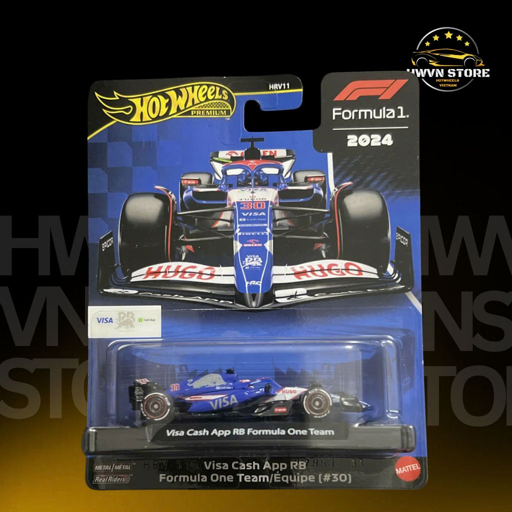 Xe mô hình Hotwheels Premium F1 Visa Cash APP RB (#30) màu xanh dương