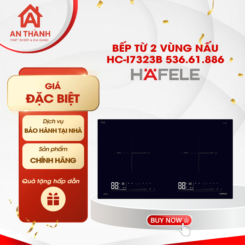 Bếp từ 2 vùng nấu Hafele HC-I7323B (536.61.886) - Thiết Kế Sang Trọng, Mặt Kính Chịu Lực