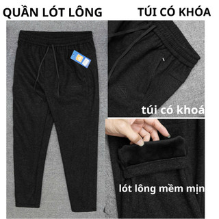  Quần dài lót lông nam siêu ấm áp cho mùa đông hàng quảng châu cao cấp chất liệu dạ ép lót lông 