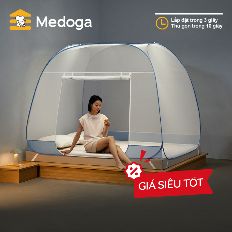 [Tiết Kiệm] Mùng Tự Bung Medoga | Màn Tự Bung 3 Giây Đơn Cửa | 1 Cửa Chữ U Chống Muỗi Không Gian Rộng Rãi 1m2 1m6 1m8