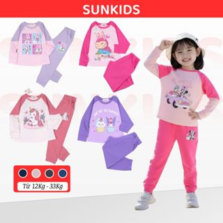  Set Quần Áo Dài Thu Đông Cho Bé Gái 12-33Kg Chất Cotton Co Giãn Thoải Mái In Hình Gấu Đnags Yêu SUNKIDS 