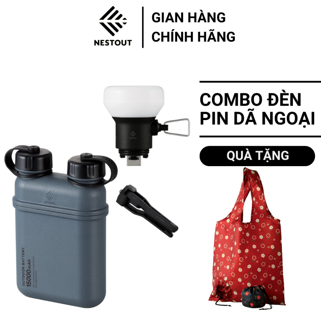 COMBO Pin Dự Phòng 15000 mAh Và Đèn LED Dã Ngoại 7.5W NESTOUT - ELECOM VIETNAM OFFICIAL SHOP