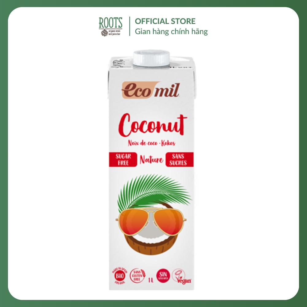 (Ship hỏa tốc) ECOMIL - Sữa Dừa Không Đường Hữu Cơ, Bio Coconut Milk, Sugar Free (1L)