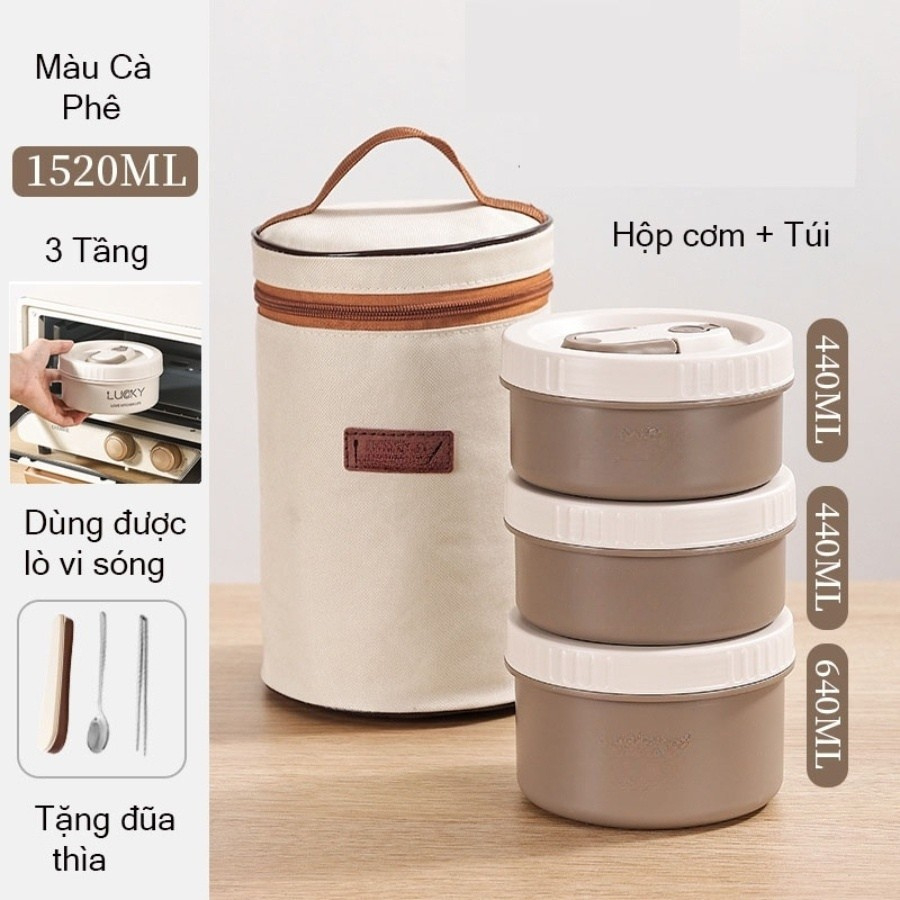 Hộp Đựng Cơm Giữ Nhiệt, Hộp Cơm Trưa Văn Phòng 3 Tầng Cách Nhiệt Bằng Thép Không Gỉ 304 An Toàn | BigBuy360 - bigbuy360.vn