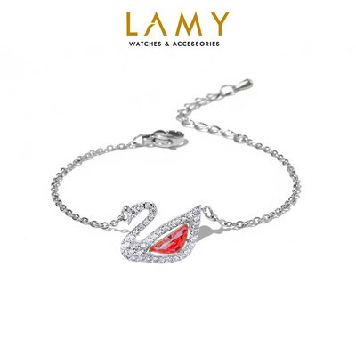 Vòng tay bạc nữ LAMY Crystal Swan Bracelet Red 2083
