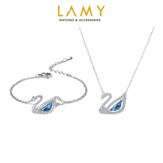 Bộ trang sức thiên nga LAMY Dây chuyền và vòng tay Crystal Swan Silver 6042&2083