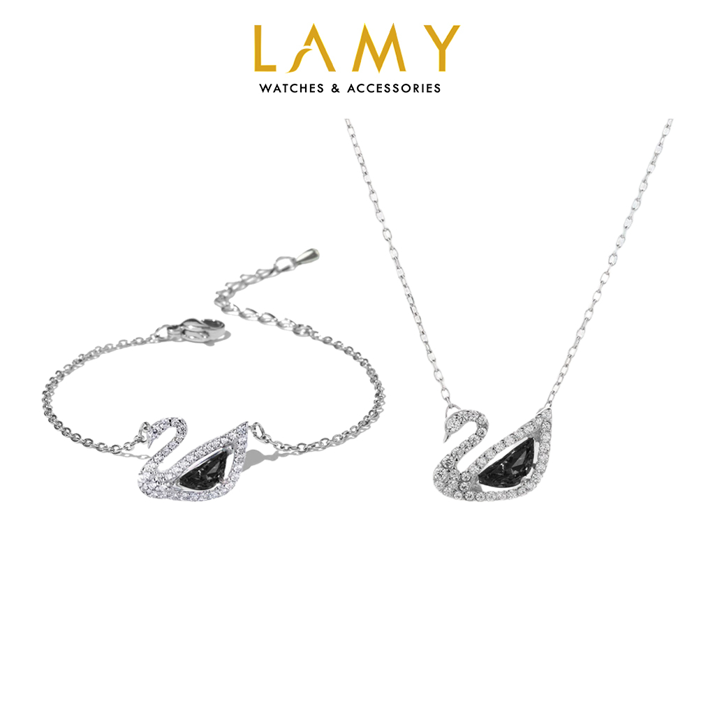 Bộ trang sức LAMY Dây chuyền và vòng tay Crystal Swan  6042 - 2083