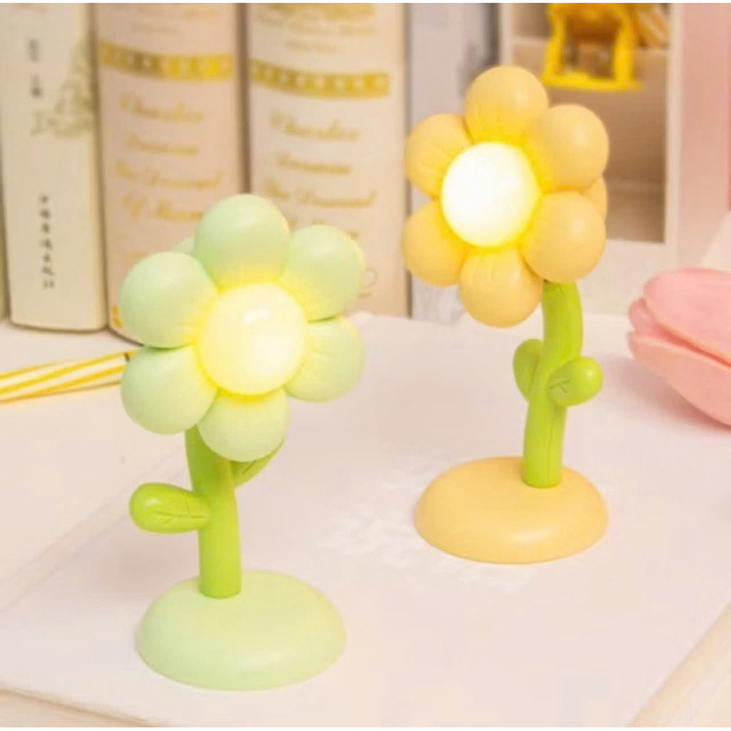 Đèn Ngủ Decor Hình Chậu Hoa Dễ Thương Nhiều Màu Có Nút Bấm Tiện Lợi