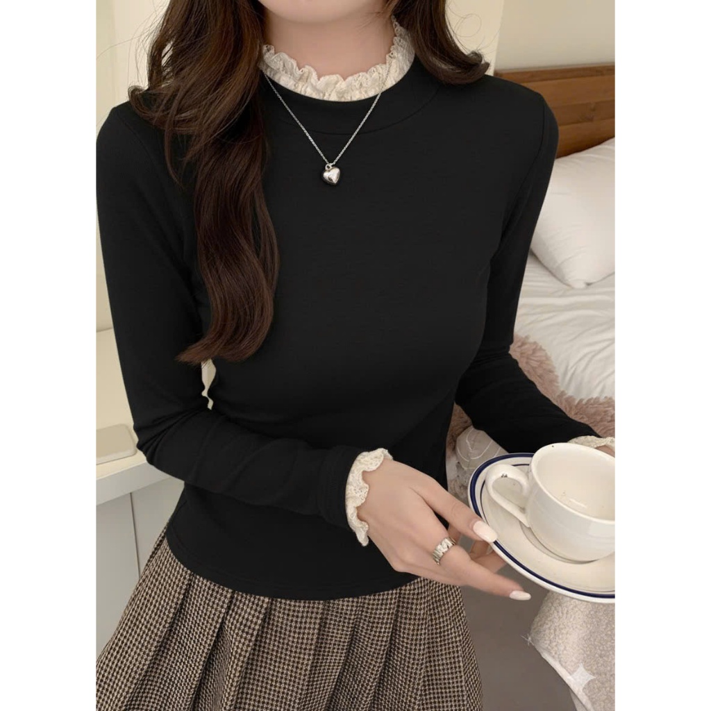 GN1 Áo giữ nhiệt Lông thỏ phối Ren ấm áp Mềm mại size 38-78kg | BigBuy360 - bigbuy360.vn