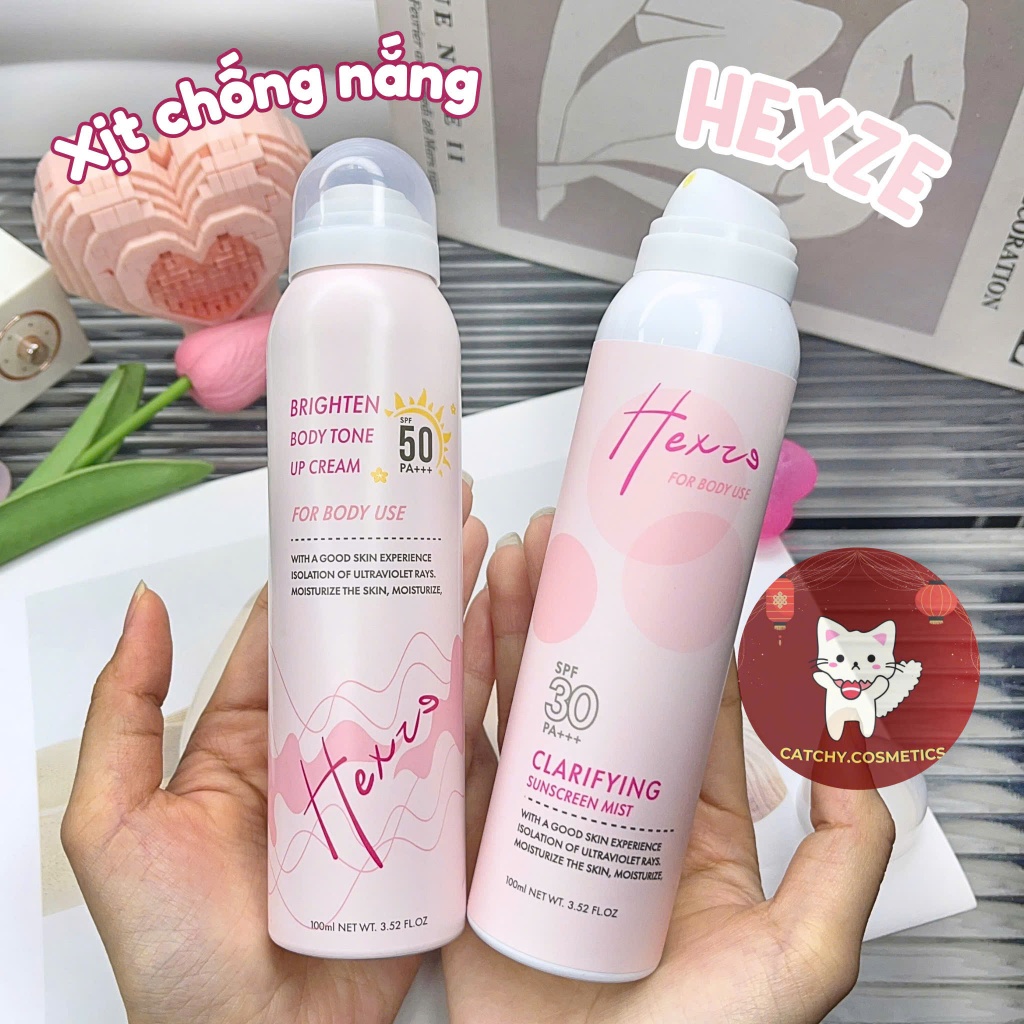 [HEXZE] Xịt Chống Nắng Hexze Nâng Tone Vỏ Hồng SPF 30, 50 PA+++, 100ml