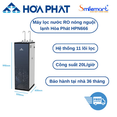 Máy lọc nước RO nóng nguội lạnh HPN666 (11 lõi) - Kiểu dáng hiện đại, sang trọng - Bảo hành tại nhà 36 tháng.
