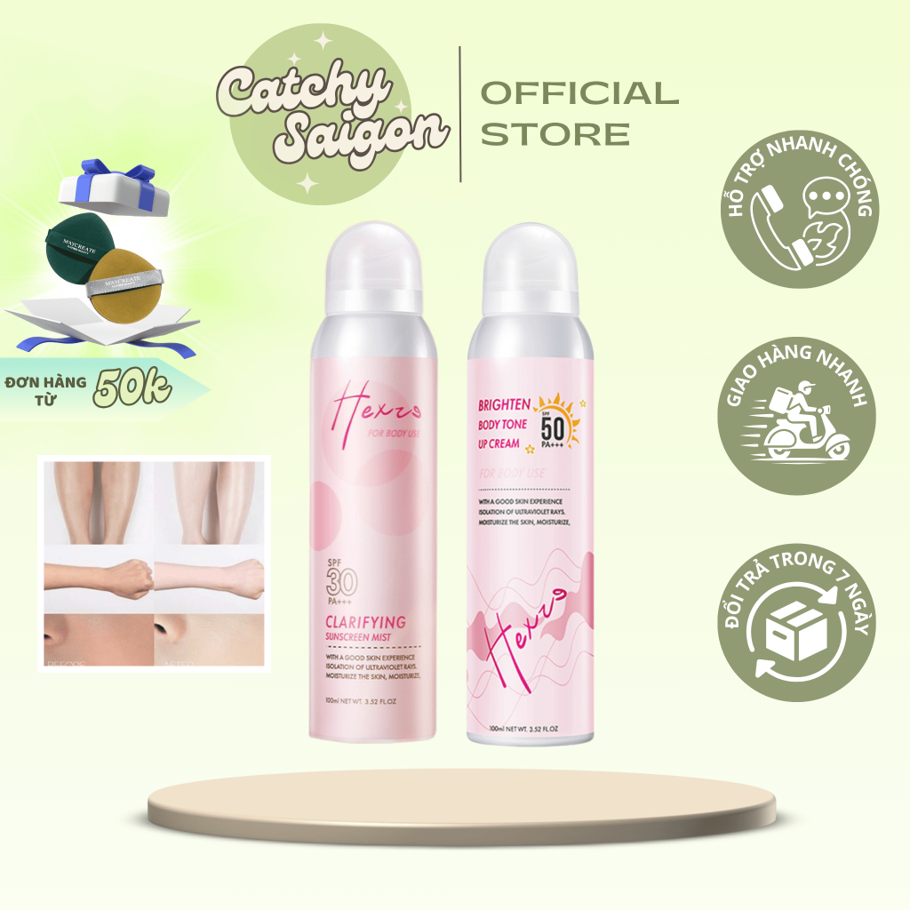 [HEXZE] Xịt Chống Nắng Hexze Nâng Tone Vỏ Hồng SPF 30, 50 PA+++, 100ml