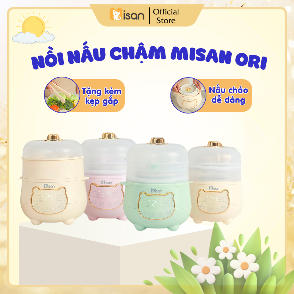 [Misan] Nồi Nấu Cháo Chậm Misan Dung Tích 1 Lít 6 Chế Độ Nấu, Bảo Hành 24 Tháng, Tặng Kèm Sổ Tay Ăn Dặm Và Kẹp Gắp