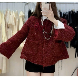 Áo dạ nữ cao cấp kim tuyến 2 lớp (tặng kèm hoa) phong cách tiểu thư siu hot