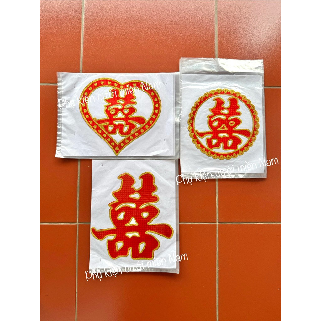 [ 3 MẪU, DECAL & GIẤY] CHỮ HỶ DÁN XE, TƯỜNG