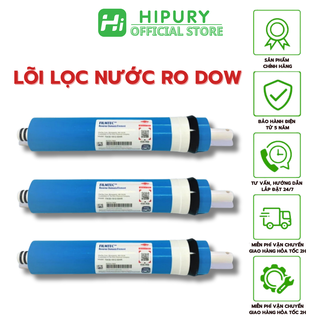 Lõi Lọc Nước Màng RO DOW FILMTEC, Lõi Số 4 Cho Máy Lọc Nước RO Lọc Sạch Đến 99.99% Tạp Chất Bảo Vệ M