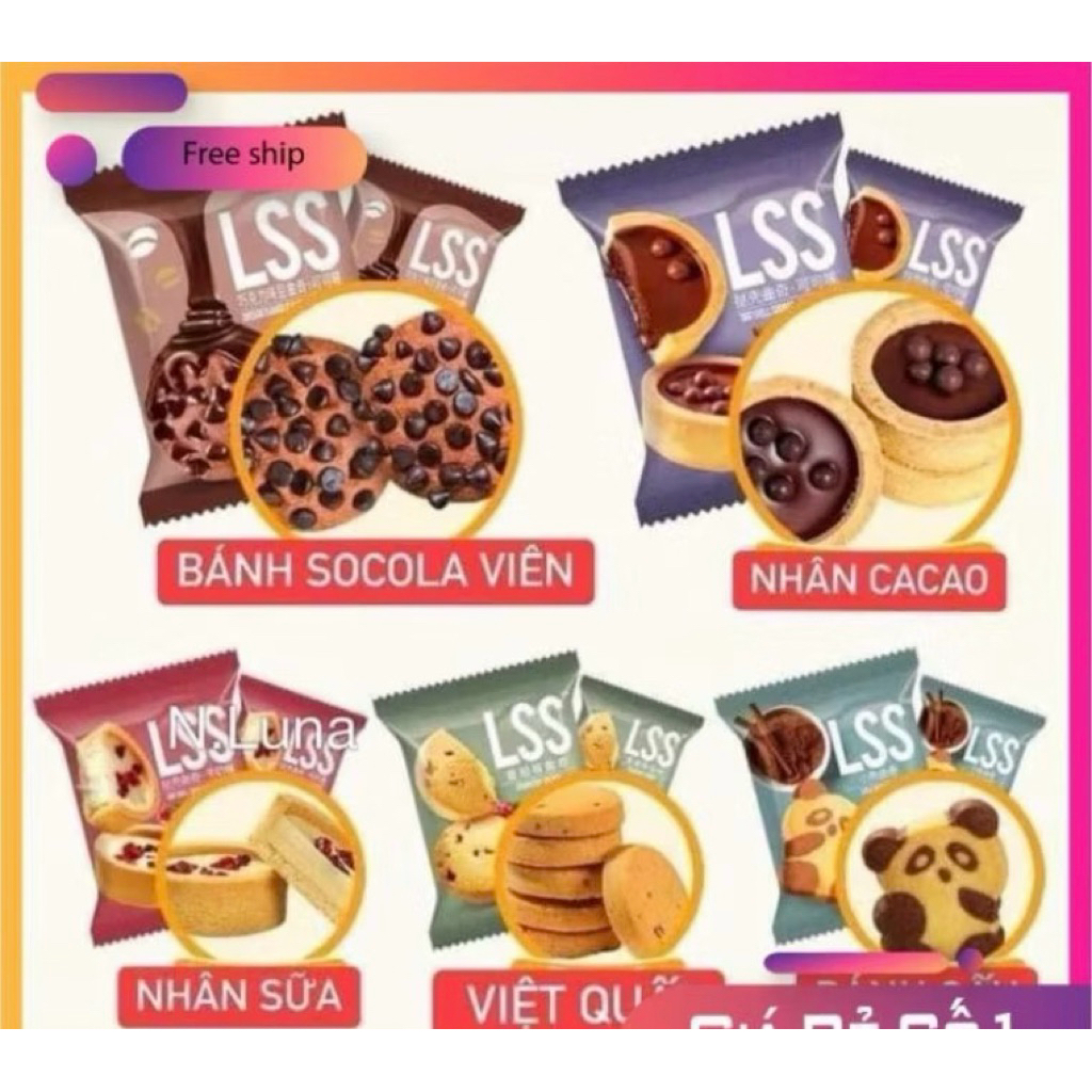 bánh quy bơ socola LSS,1kg bánh quy mix 8 vị đặc biệt LSS thơm ngon