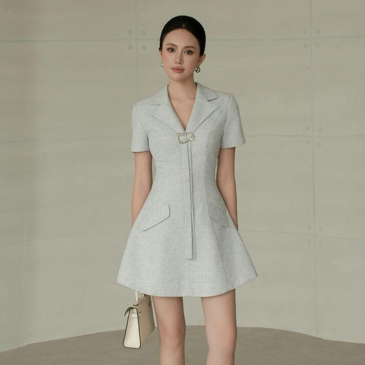 Đầm Nữ JOVEN Gustin Form A Có Tay Cổ Vest Cách Điệu