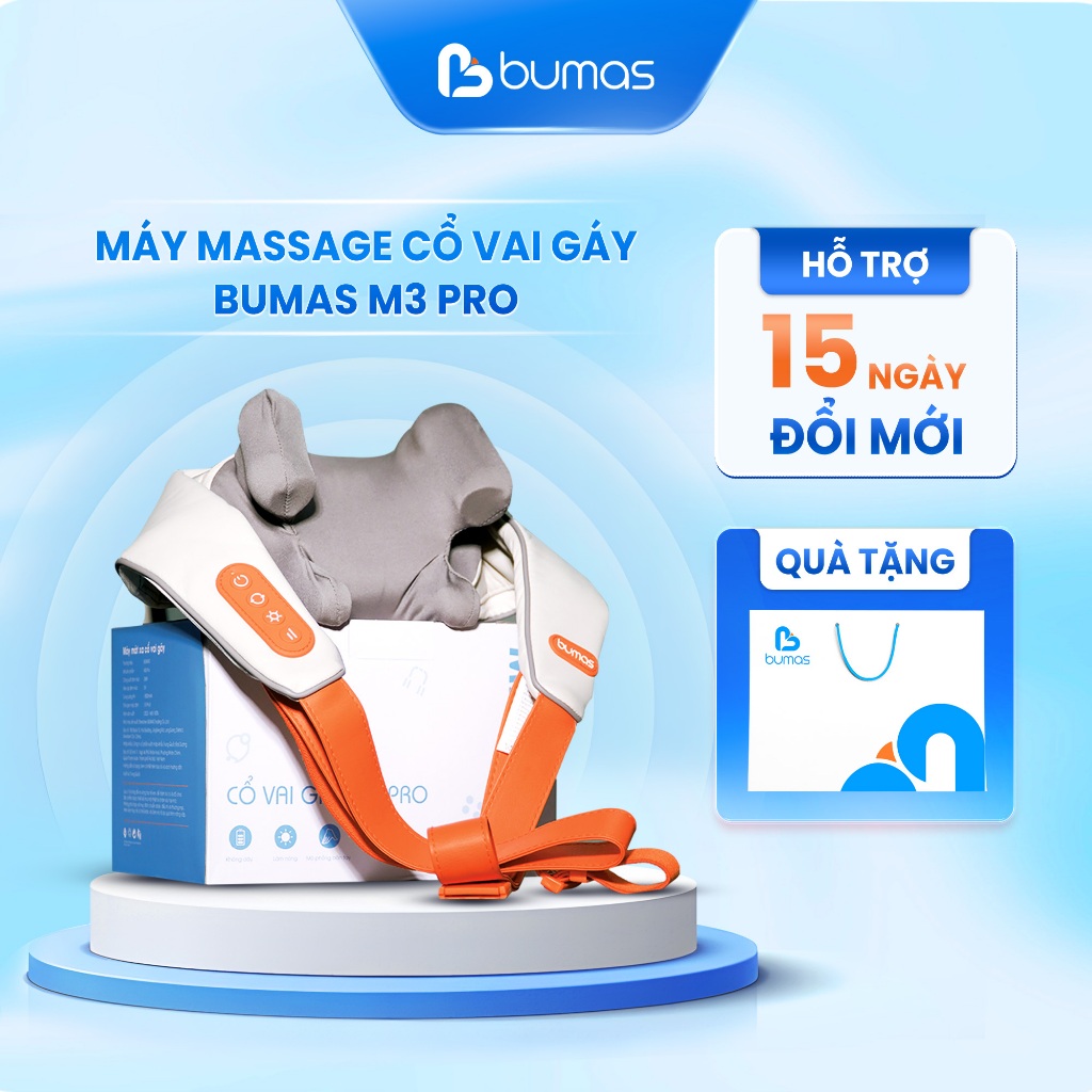 [KOL x BUMAS] Máy Massage Cổ Vai Gáy BUMAS M3 Pro - Đầu Massage Silicon, Chất Liệu Da PU