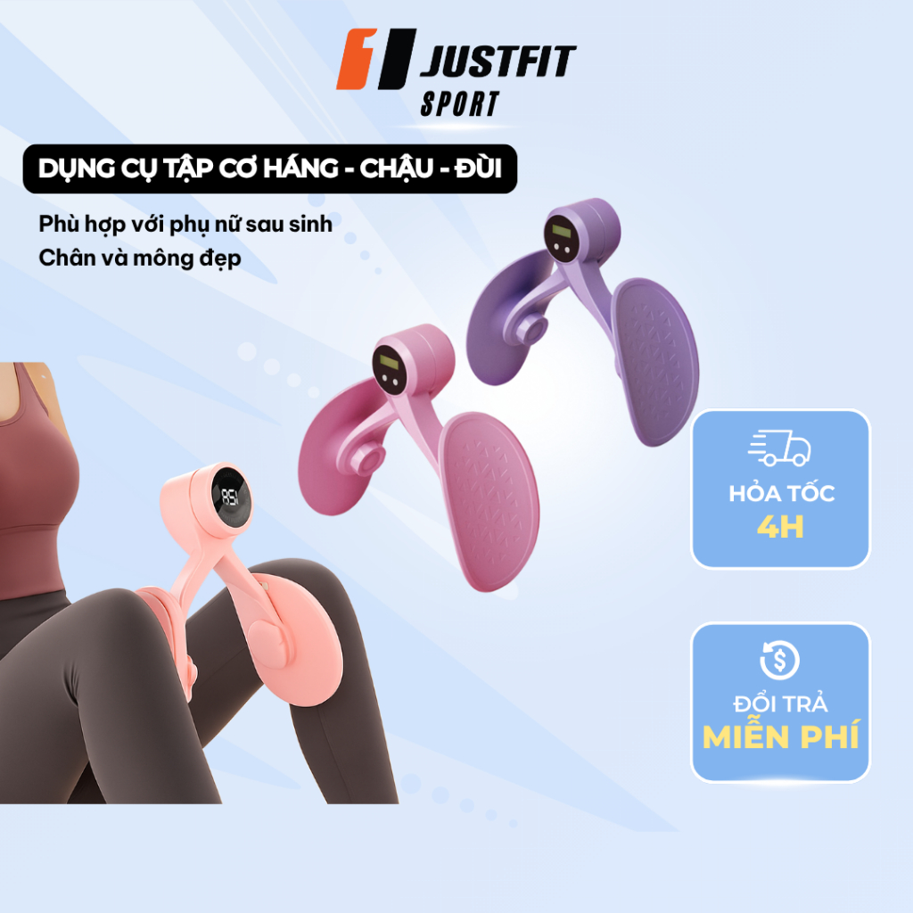 Dụng Cụ Tập Kegel JustFit Sport Có Đếm Số, Tập Cơ Chậu, Cơ Đùi Trong, Dụng Cụ Tập Gym, Hỗ Trợ Sức Kh