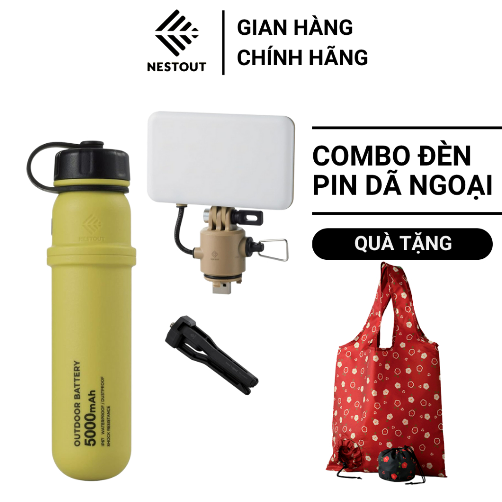 COMBO Pin Dự Phòng 5000 mAh Và Đèn LED Dã Ngoại 12W NESTOUT - ELECOM VIETNAM OFFICIAL SHOP