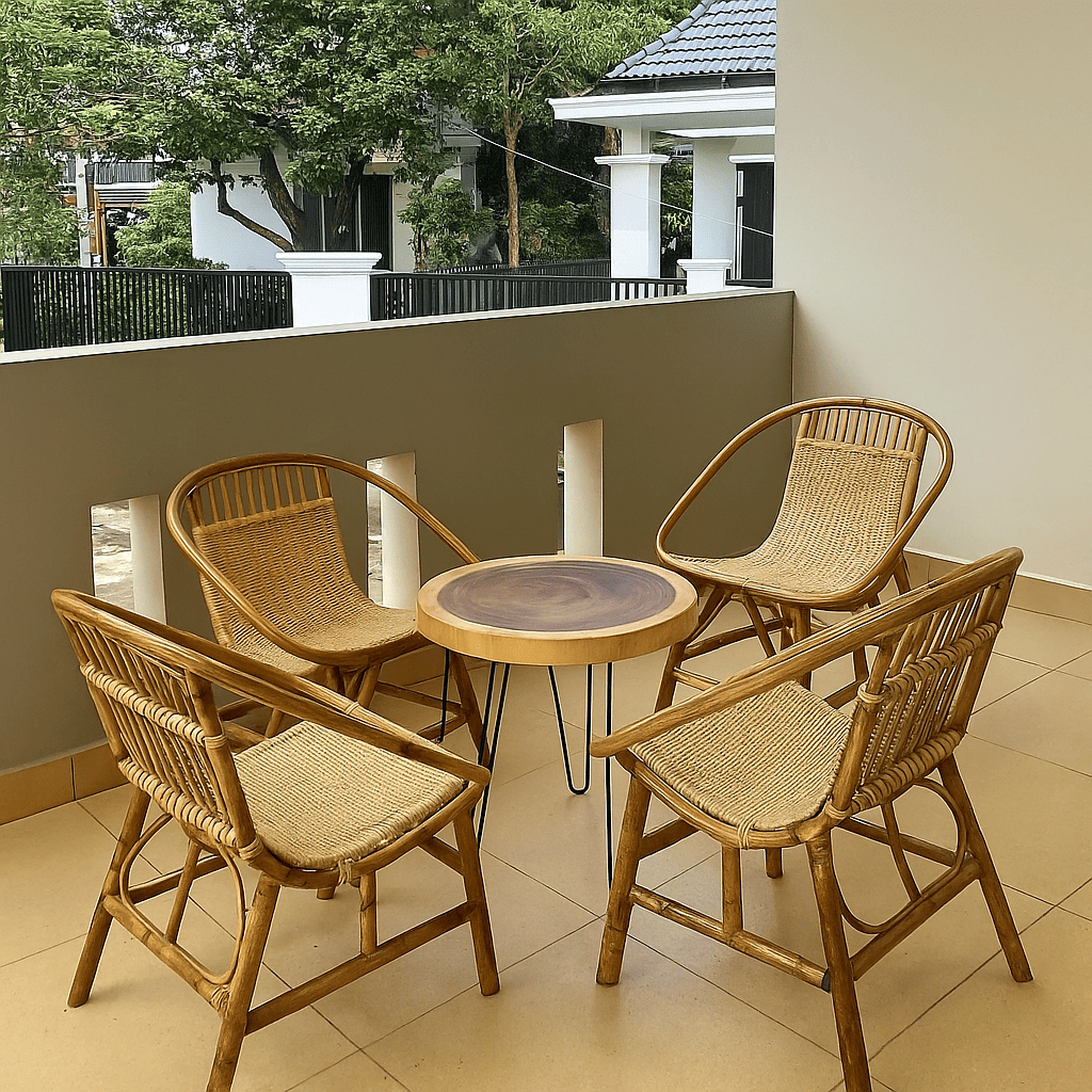 Ghế lười thư giãn SMARTHOMES mây tre con sò sân vườn ban công, decor phòng khách, bàn ghế uống trà