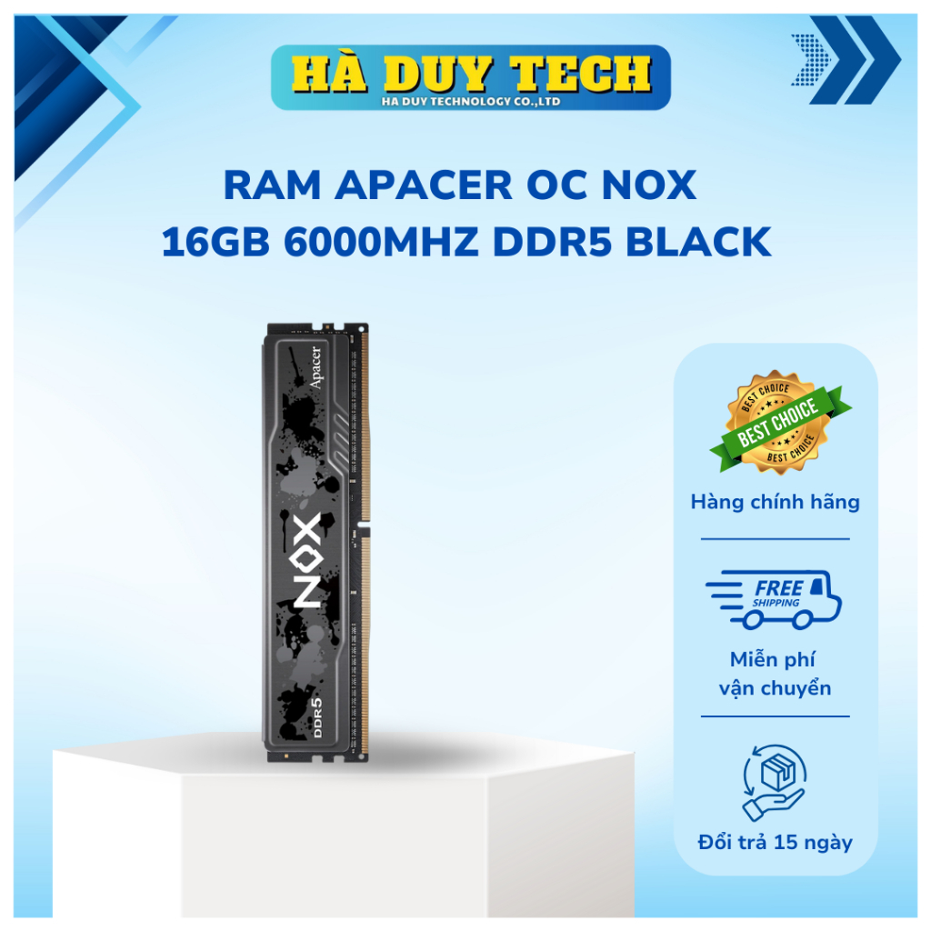 RAM APACER OC NOX 16GB 5200/ 6000MHZ DDR5 BLACK - Chính Hãng - BH 36T - Hà Duy Tech
